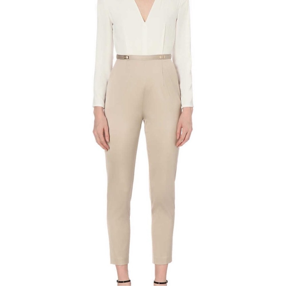 Reiss Cream and Tan Cropped Jumpsuit
